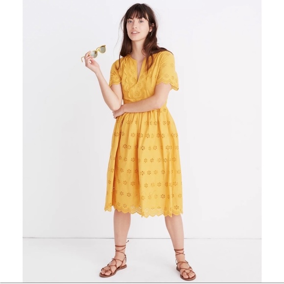 Madewell Dresses & Skirts - Madewell Scalloped Eyelet Midi Dress in Tungsten Glow
